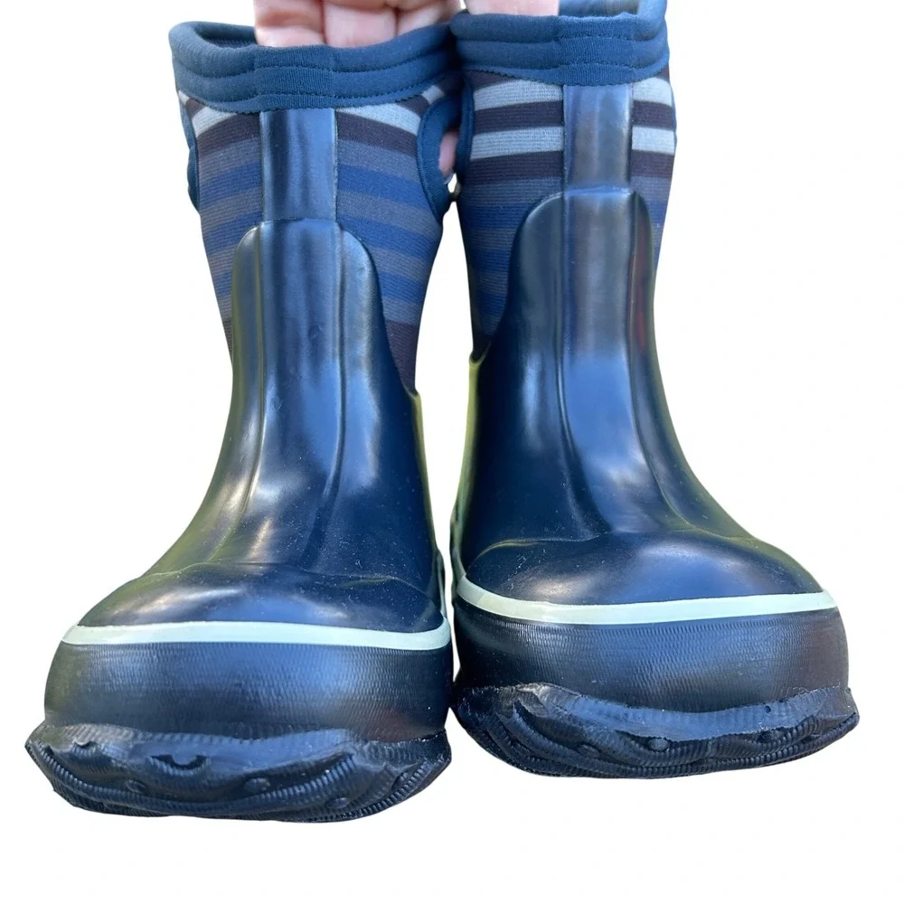 Bogs Classic Varied Stripe Waterproof Insulated Winter Boots Navy‎ Blue Kids 7